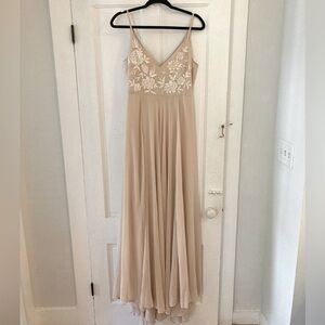 BHLDN Sadia Maxi Dress Gown Oyster Embroidered 6